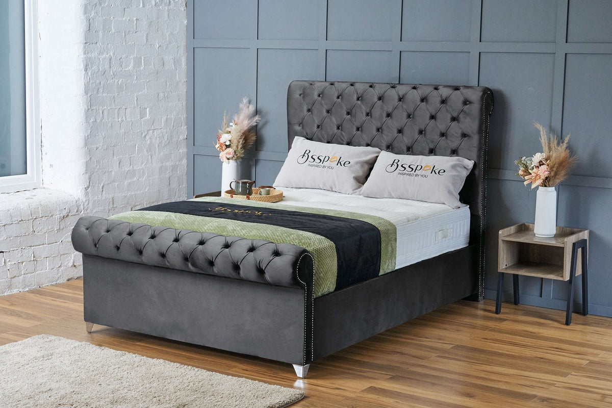Daisy Bed Frame Grey Plush Bsspoke