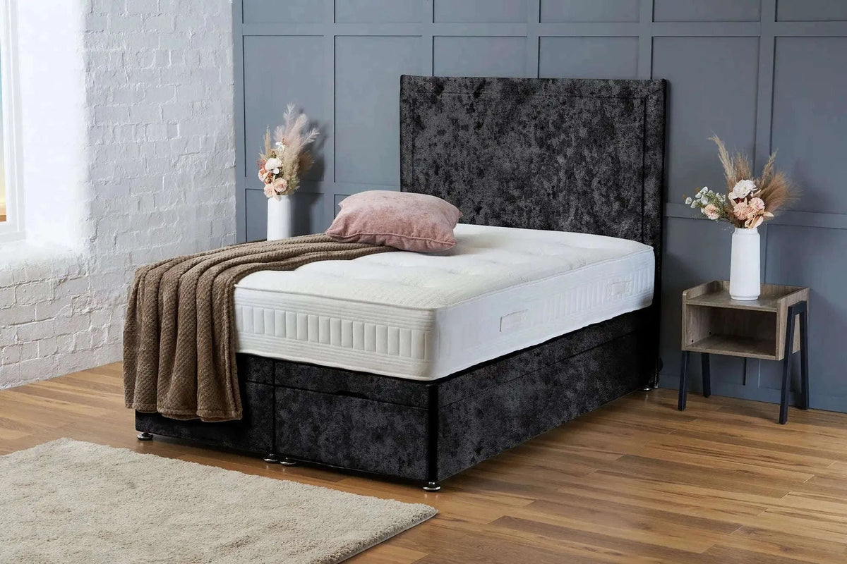 Ella Divan Ottoman Black Crushed Velvet Bsspoke