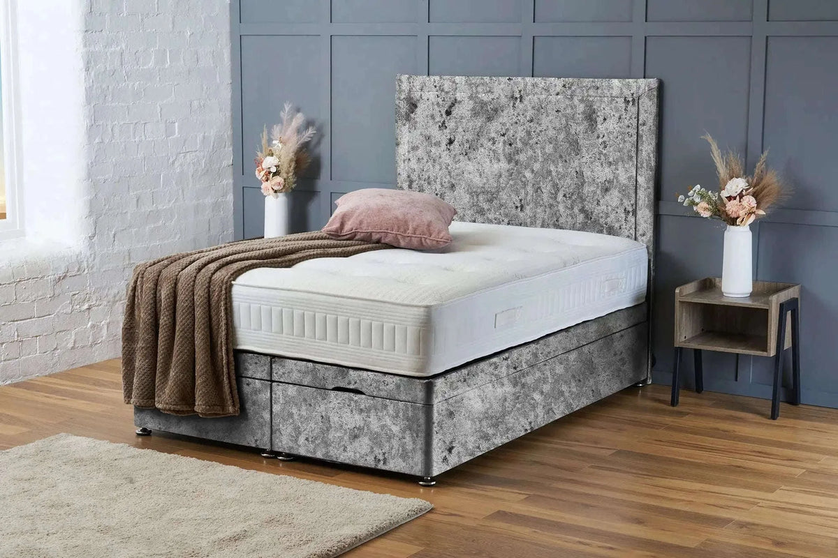 Ella Divan Ottoman Grey Crushed Velvet Bsspoke