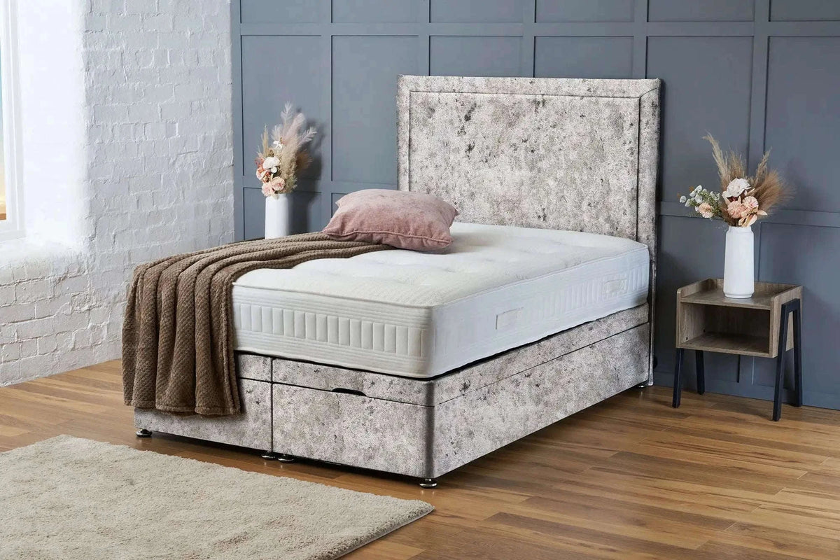 Ella Divan Ottoman Silver Crushed Velvet Bsspoke