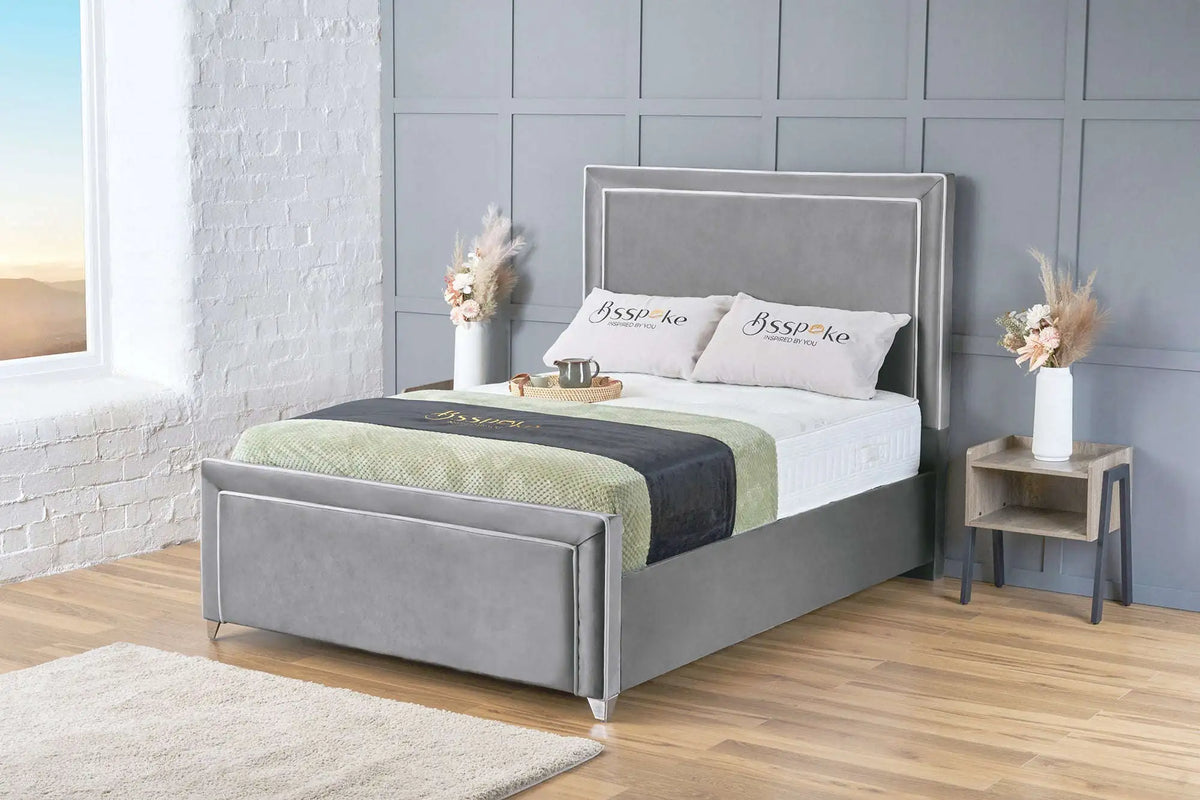 Lila Bed Frame Grey Plush Bsspoke