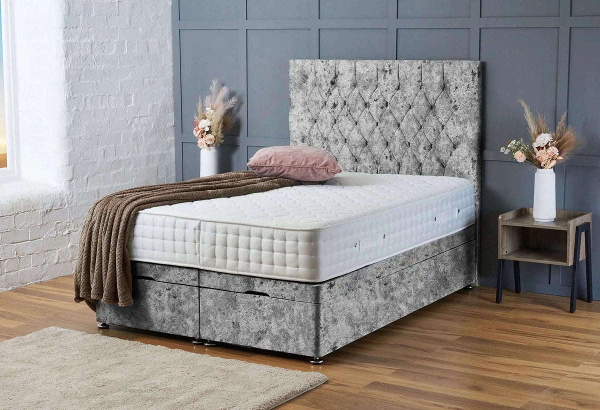 Mia Divan Ottoman Grey Crushed Velvet Bsspoke