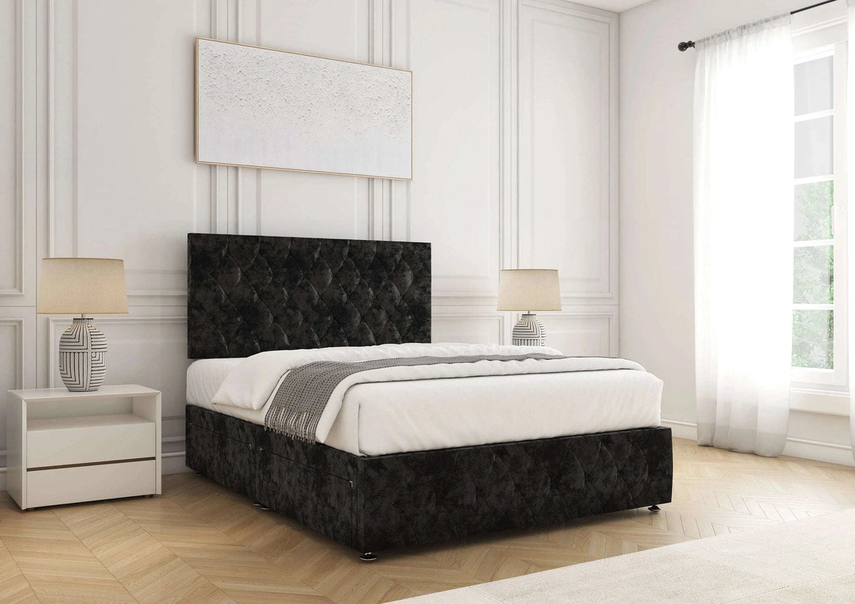 Mulberry Divan Bed Black Crushed Velvet Bsspoke