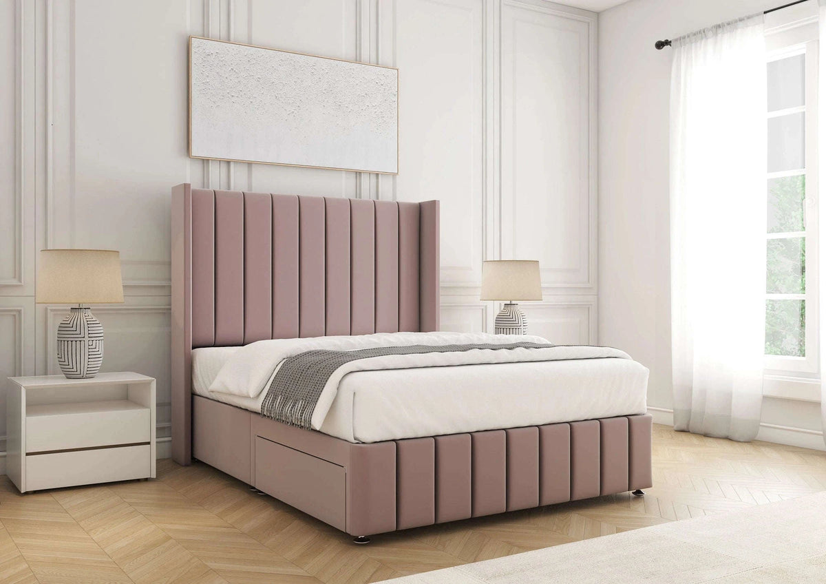 Zoe Upholstered Divan Bed – Pink Plush Velvet Bsspoke